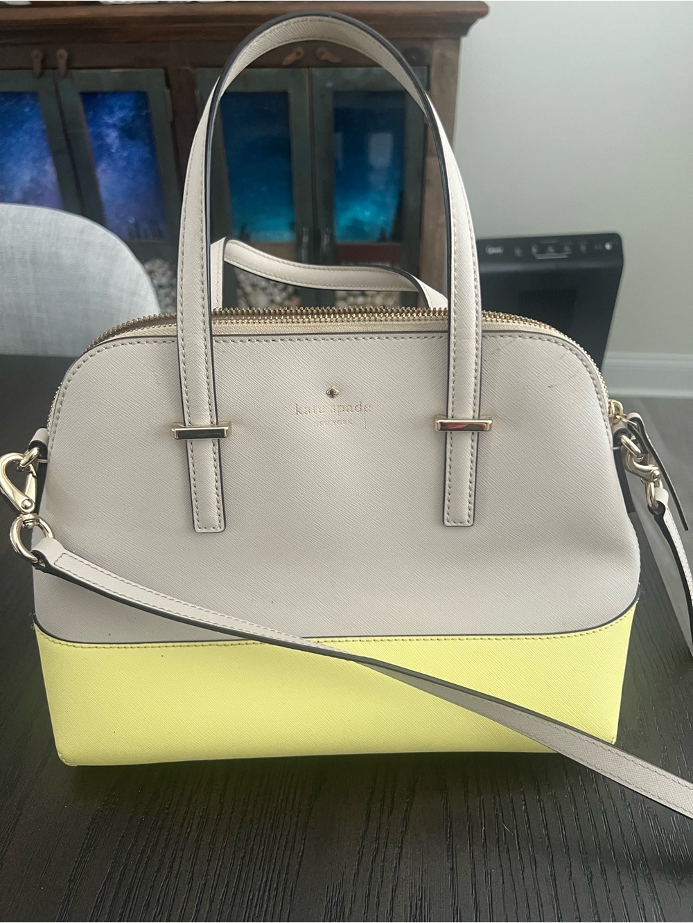 kate spade Two-Tone Dome Satchel in Cream and Yellow